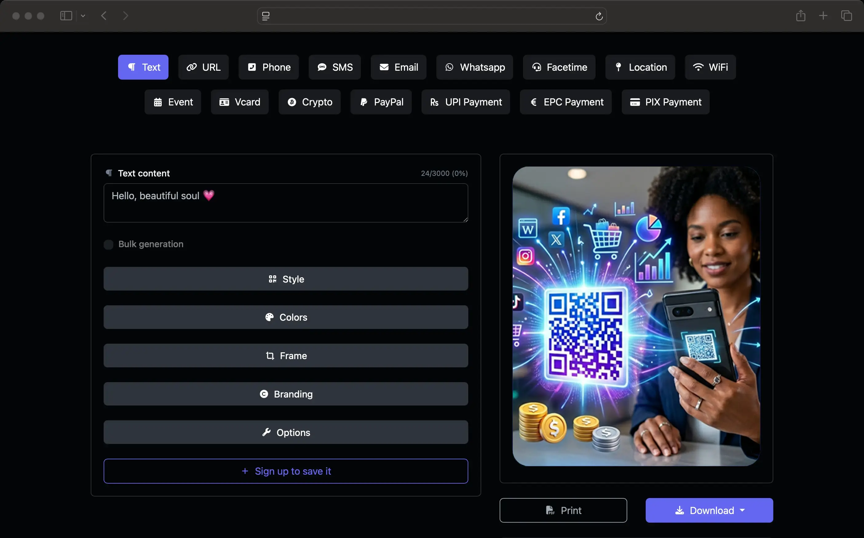 Screenshot of app dashboard
